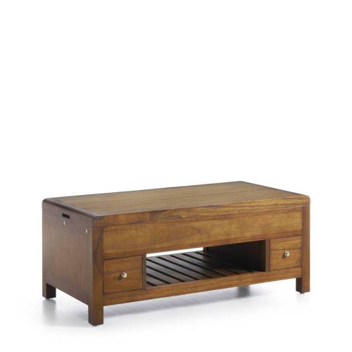 TABLE BASSE TOP RELEVABLE FLASH 2 TIROIRS 1 ESPACE DE RANGEMENT