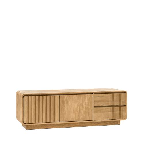 MEUBLE TV EYRE EN TECK 2 TIROIRS 2 PORTES