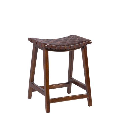 TABOURET TRESSE DE CUIR HAUT