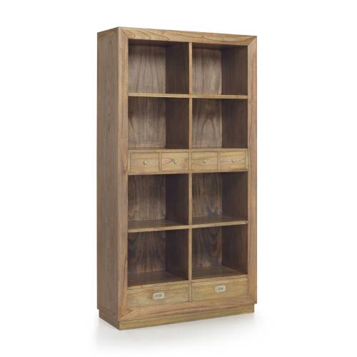 BIBLIOTHÈQUE MERAPI 4+2 TIROIRS 8 ESPACES DE RANGEMENT