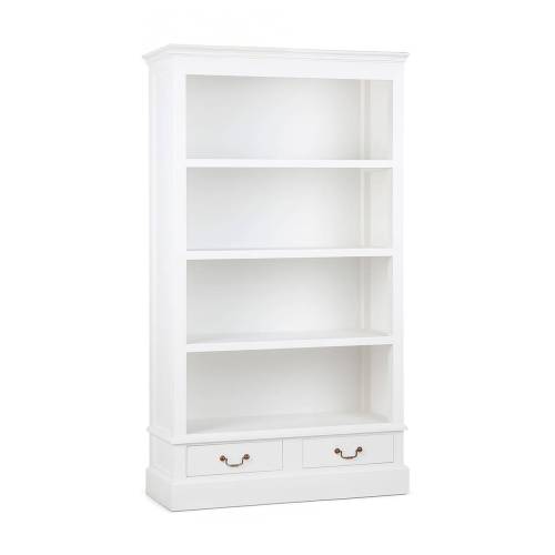BIBLIOTHÈQUE HARVARD BLANCHE 2 TIROIRS 4 ÉTAGÈRES