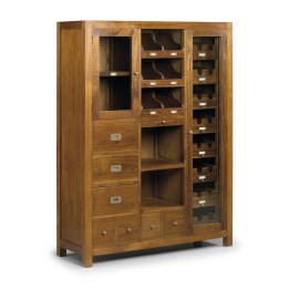 Buffet bois massif contemporain avec plateau et tiroirs.