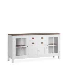 Buffet contemporain en bois massif à 3 tiroirs et 4 portes, signatu...