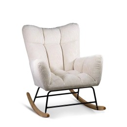 FAUTEUIL À BASCULE BEIGE Bois Salon Contemporain