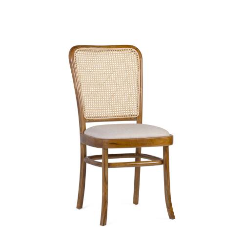 CHAISE EN TECK TAPPISSÉE