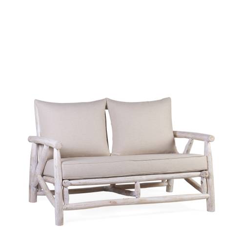 CANAPÉ EN TECK BLANCHI AVEC COUSSIN