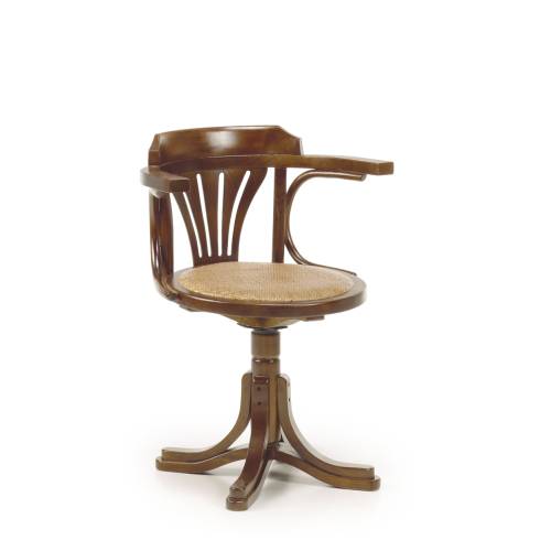 CHAISE PIVOTANTE EN ROTIN ET CUIR