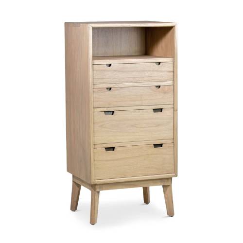 COMMODE HAUTE SCANDI 4 TIROIRS 1 ESPACE DE RANGEMENT