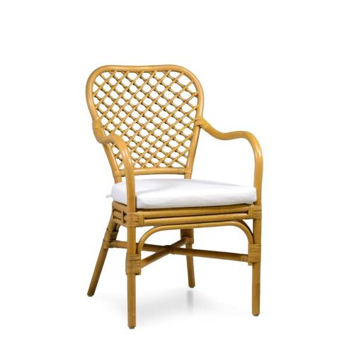 FAUTEUIL BISTRO EN ROTIN AVEC COUSSIN