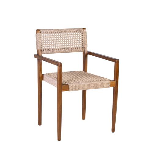 FAUTEUIL EN TECK CORDE TRESSÉE