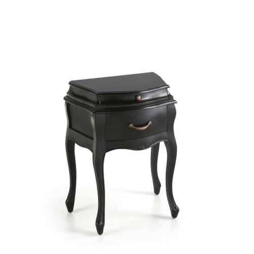 TABLE DE CHEVET VINTAGE NOIRE 2 TIROIRS