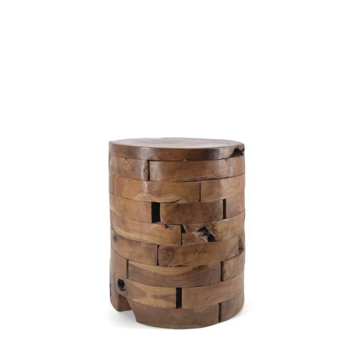 TABLE D’APPOINT EN TECK ET RONDINS HORIZONTAUX
