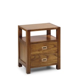 Table de chevet star 2 tiroirs en bois, dotée de deux espaces de ra...