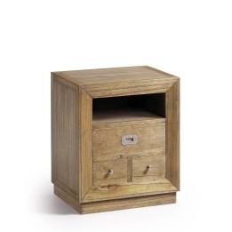 Table de chevet 3 tiroirs 1 espace, un meuble en bois massif contem...
