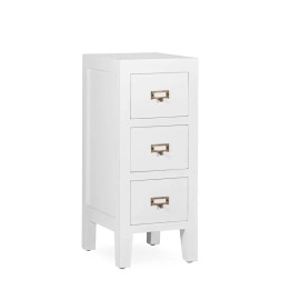 Table de chevet 3 tiroirs en bois massif avec style contemporain.
