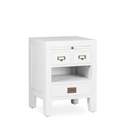 Table de Chevet en Bois Massif avec 3 Tiroirs et Plateau