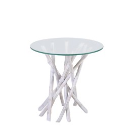 Table Basse Bois Recyclé/Cristal | Chambre Contemporaine