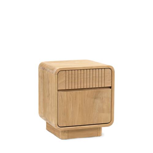 TABLE DE CHEVET EYRE EN TECK 1 TIROIR 1 PORTE DROITE