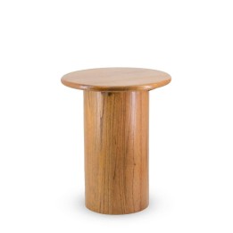 Table d'appoint en bois base cylindrique contemporaine.