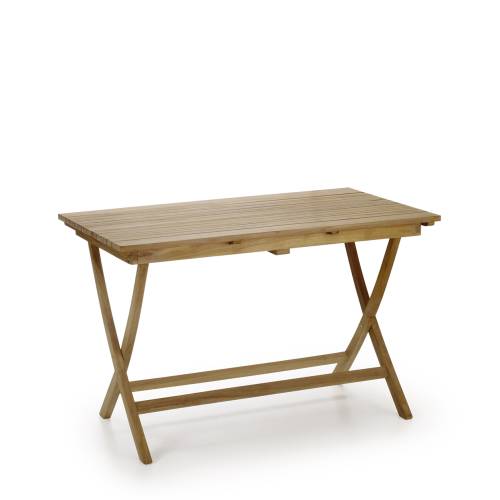 TABLE JARDIN EN TECK LATTES IRRÉGULIÈRES