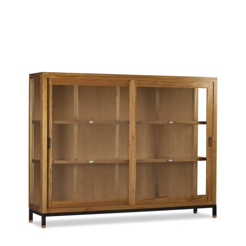 VITRINE MADHU 2 PORTES COULISSANTES 2 ÉTAGÈRES