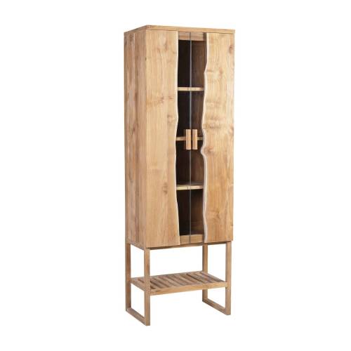VITRINE ATLANTA EN TECK 2 PORTES 5 ÉTAGÈRES