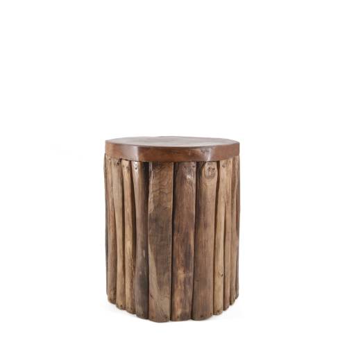 TABLE D’APPOINT EN TECK ET RONDINS VERTICAUX