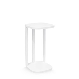 Table d'appoint en bois blanche, signature contemporaine. Cette tab...