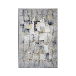 Tableau à l'huile en Bois Carrés Bleus pour Décoration Murale