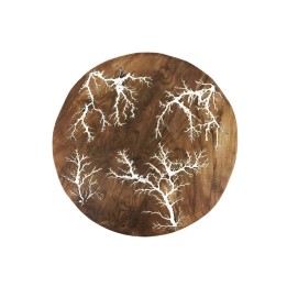Tableau Rond Teck Motif Blanc pour Salle à Manger