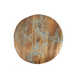Tableau Rond Teck Motif Gris en Bois Massif Ce tableau rond en teck...