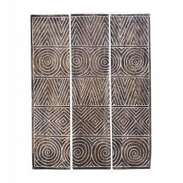 Panneau Sculpté Figures Géométriques Bois Décoration Murale
