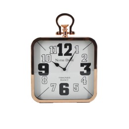 Horloge murale en bois carrée cuivre.