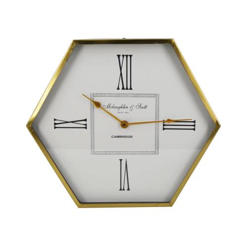 HORLOGE MURALE ATENAS HEXAGONAL DORE