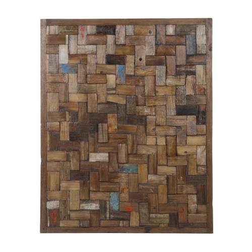 PANNEAU PIÈCES DE BOIS MULTICOLORE