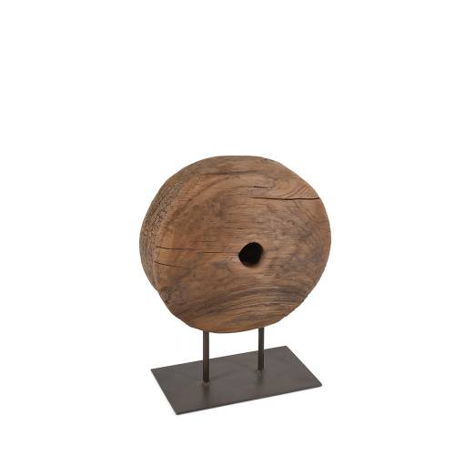 ROUE ANCIENNE EN BOIS AVEC PIÉDESTAL