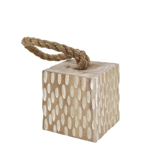 BUTOIR DE PORTE CARRE BOIS ET CORDE