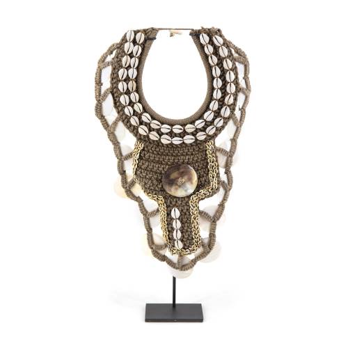 COLLIER MARINE MARRON À COQUILLES
