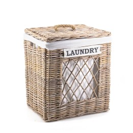 Panier en bois avec couvercle en rotin naturel, signature de la sim...
