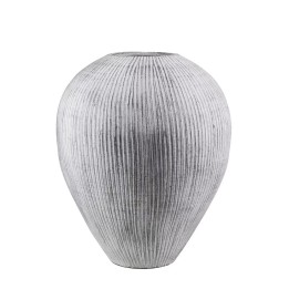 Vase rayés verticaux bas en bois contemporain.