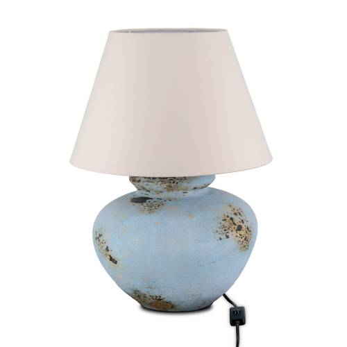 LAMPE ALBA BLEUE AVEC ABAT-JOUR BLANC