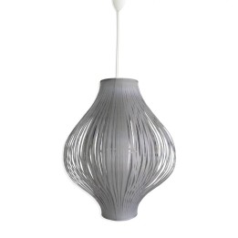 Lampe de Plafond en Bois Ovale Tissu Gris pour Chambre
