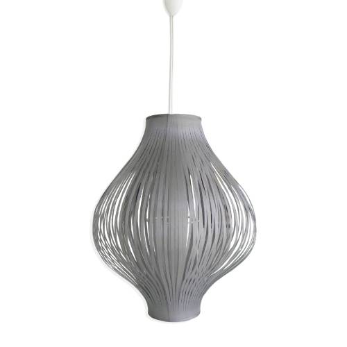 LAMPE DE PLAFOND OVALE TISSU GRIS