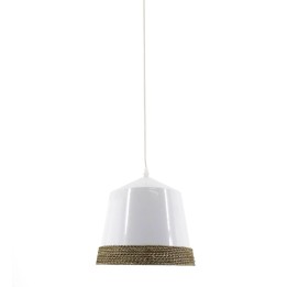 Lampe de plafond blanche en bois avec corde pour salon contemporain.