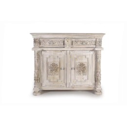Buffet en bois massif contemporain avec espace de rangement abondant.