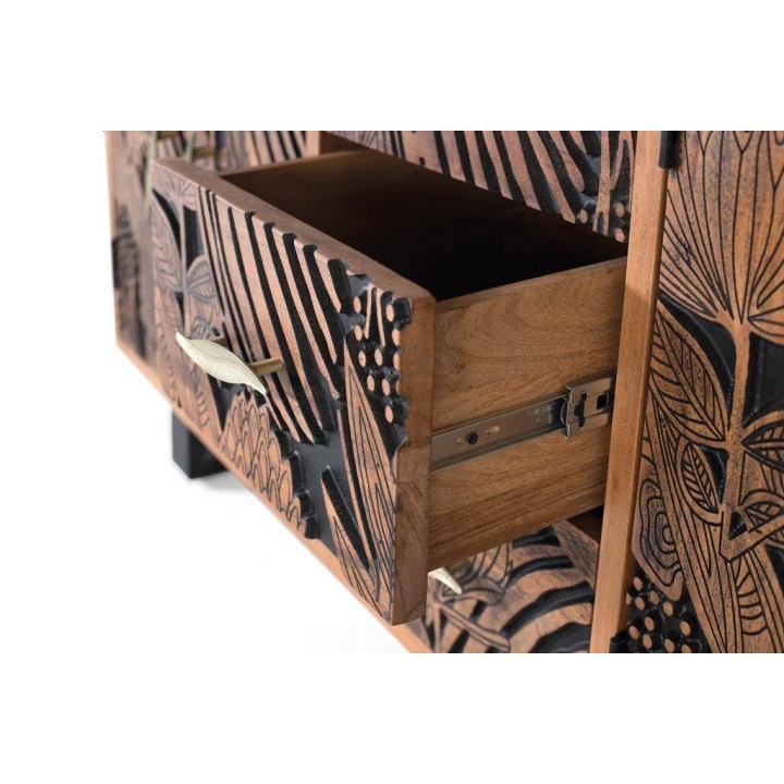 Buffet en bois massif contemporain bas.