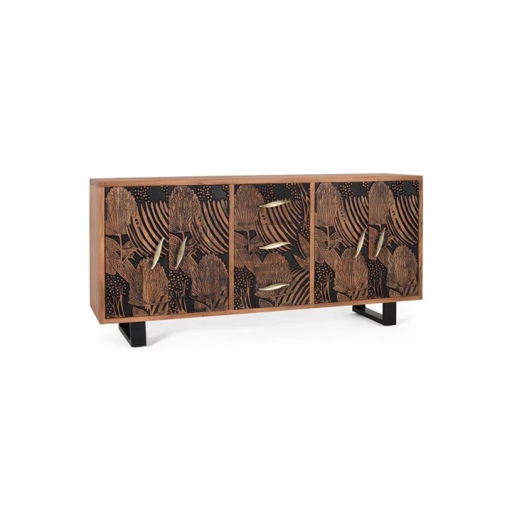 Buffet en bois massif contemporain bas.
