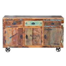 Buffet contemporain en bois avec style épuré et ligne tendance.