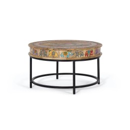 Table Basse Bois de Manguier Colorée pour Salon Contemporain
