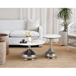 Table Basse Marbre & Aluminium pour Salon